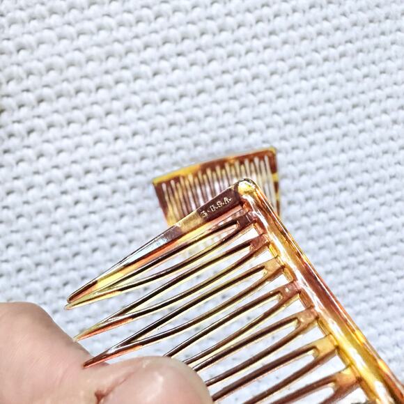 Goody Vintage USA Made Dark Brown Tortoise Cream Side Hair Combs Set 6 3 Pairs - Picture 6 of 14